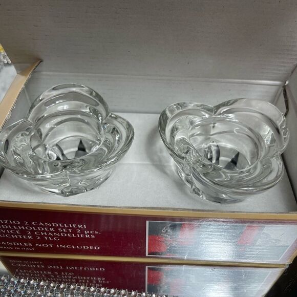 New in Boxset of 2 crystal candleholders, made in Italy - Picture 5 of 8